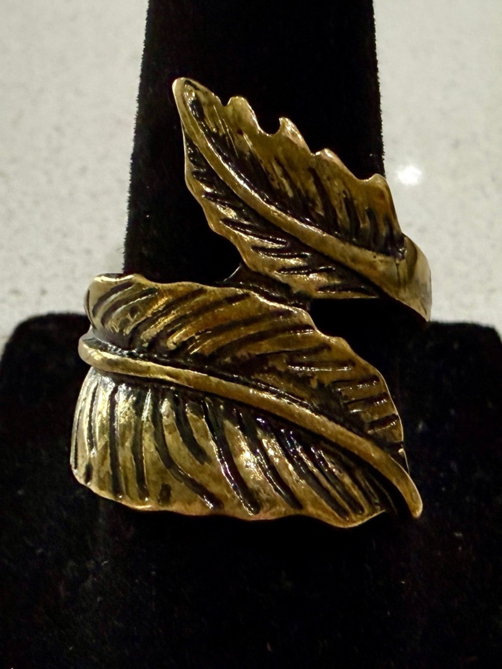 Leaf Wrap Ring in Antique Gold Tone